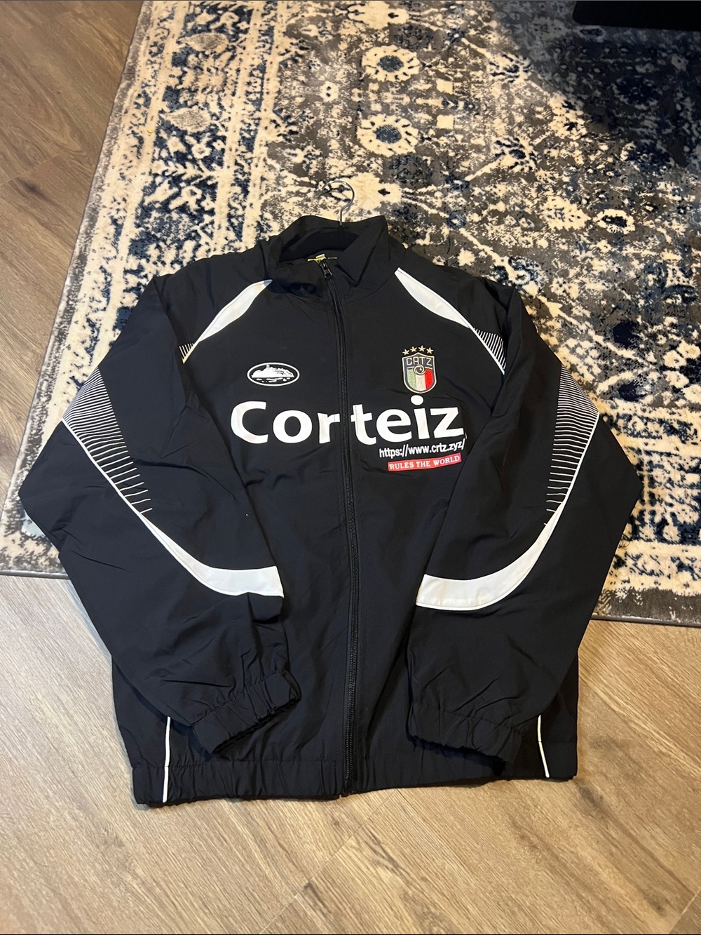 Men's Black & White Corteiz Windbreaker Jacket